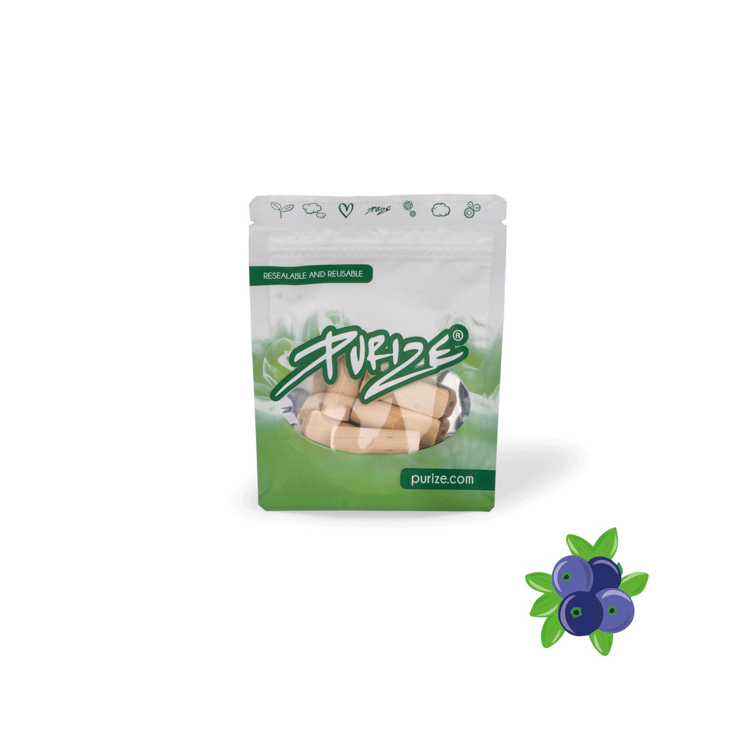 5 ξύλινα κομμάτια στομίου PURIZE® | Κανονικό μέγεθος | Γεύση: Μήλο, Σκούρο Φρούτο, Λεμόνι, Βανίλια