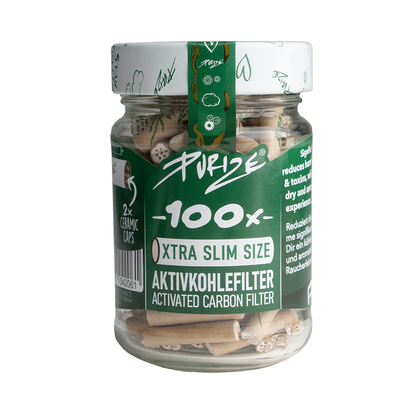 PURIZE Activated Carbon Filters – Xtra Slim in Glass Jar (100 pcs)